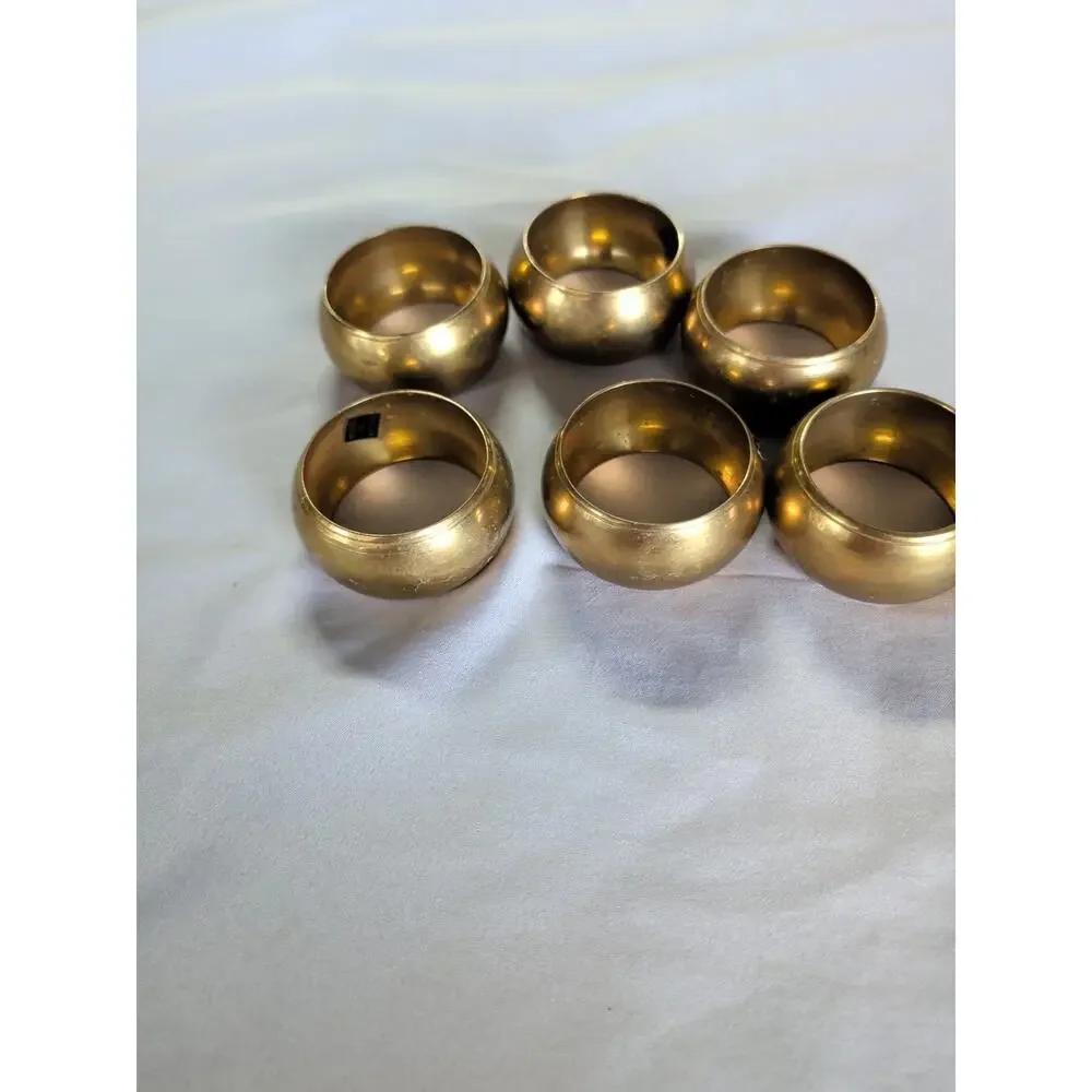 Christmas Napkin Rings 5 Gold Color White Enamel Starburst Party Dinner Bling